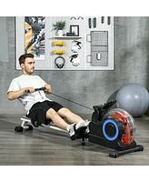 Soozier Foldable Water Rowing Machine with Wheels for Home Gym
