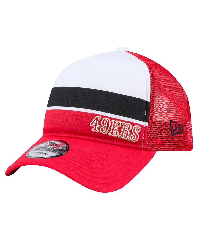 New Era Big Boys and Girls Scarlet San Francisco 49ers Sport Night Color Block 9FORTY A-Frame Trucker Adjustable Hat