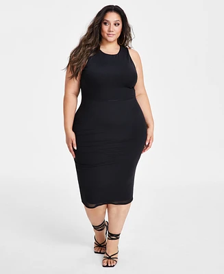 Nina Parker Trendy Plus Size Printed Mesh Midi Dress