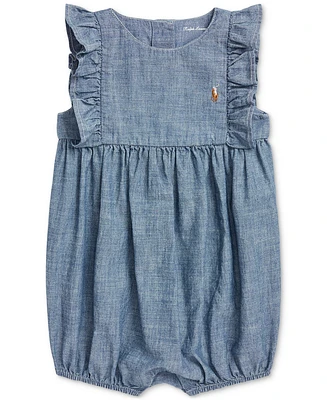 Polo Ralph Lauren Baby Girls Ruffled Chambray Romper