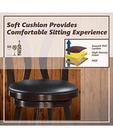 Gymax Set of 4 Swivel Bar stools 29.5" Bar Height Chairs with Rubber Wood Legs