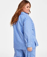 Nina Parker Plus Size Affirmation Text Striped-Print Blouse