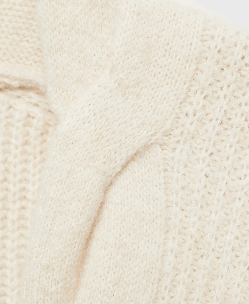 Mango Women's V-Neck Braided Sweater