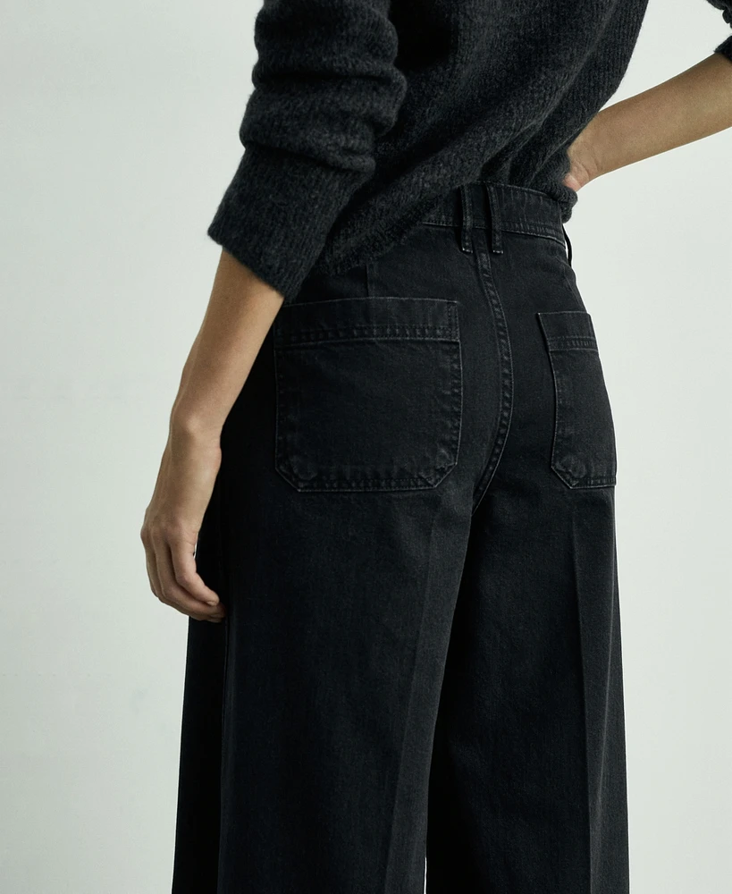Mango Women's Pockets Detail Wide Leg Jeans