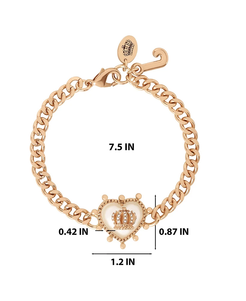 Juicy Couture Gold-Tone Chain Bracelet with Crown Heart Charm