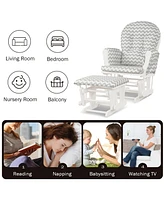Glider and Ottoman Cushion Set Wood Baby Nursery Rocking Chair