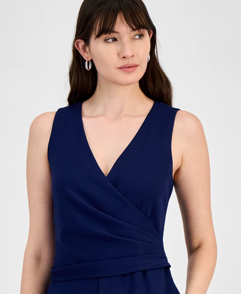 Anne Klein Women's Surplice-Neck Pleated-Waist Jumpsuit