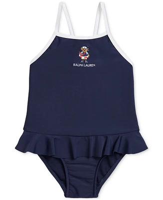 Polo Ralph Lauren Baby Girls Bear One-Piece Ruffled Swimsuit