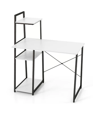 Gouun Compact Computer Desk Workstation with 4 Tier Shelves for Home and Office