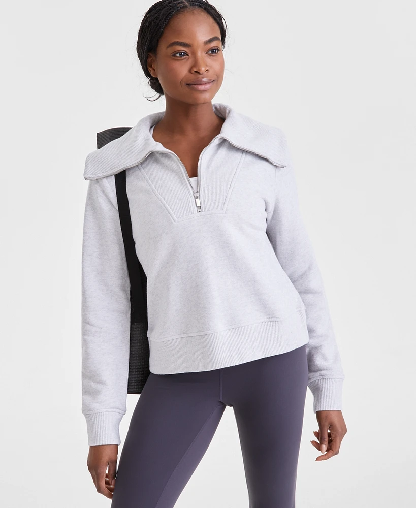 Id Ideology Women's Shawl-Collar Quarter-Zip Knit Top, Exclusively at Macy's
