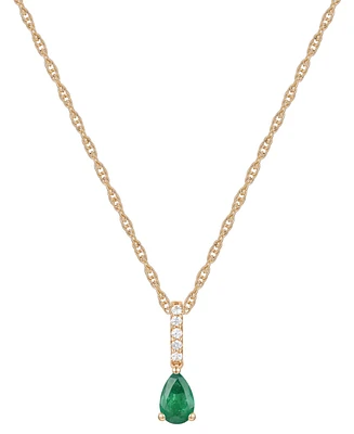 Macy's Sapphire (1/2 ct. t.w.) & Diamond (1/20 ct. t.w.) Linear Pendant 18" Necklace in 14k White Gold (Also Available in Ruby & Emerald)
