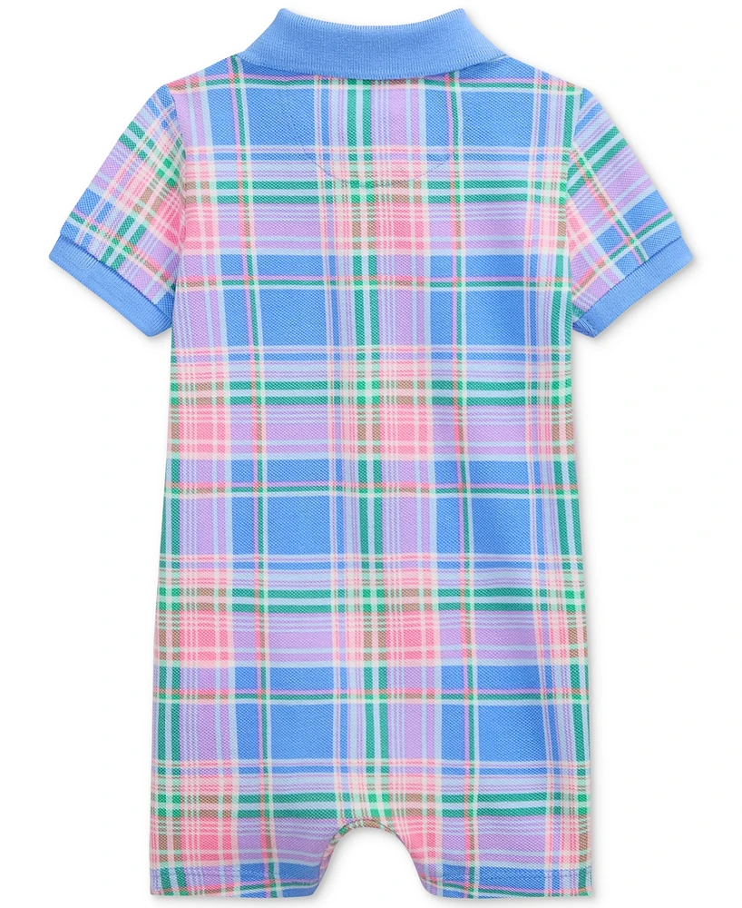 Polo Ralph Lauren Baby Boys Plaid-Print Cotton Mesh Polo Shortall