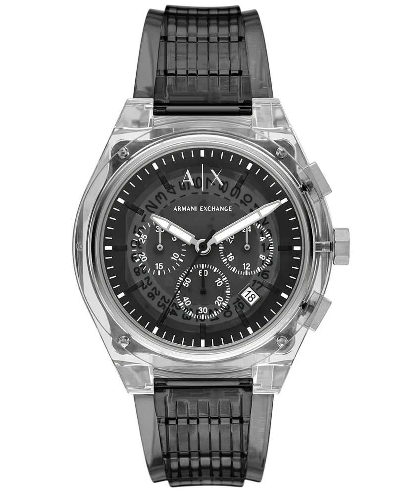 A|X Armani Exchange Men's Sync Quartz Chronograph Gray Polyurethane Watch, 44mm