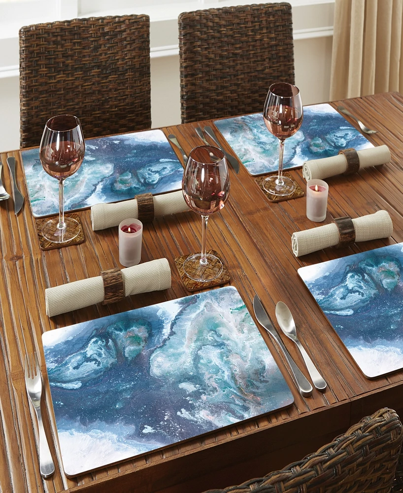CounterArt Graceful Ocean Hardboard Cork Placemats, Set of 4