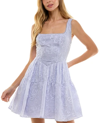 Seni & Cade Juniors' Embroidered Fit & Flare Dress