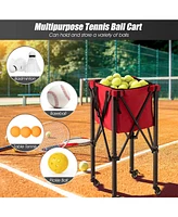 Lightweight Foldable Tennis Ball Teaching Cart with Wheels and Removable Bag