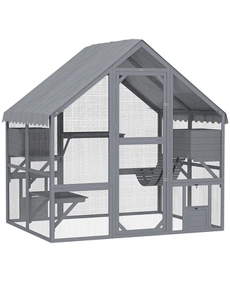 PawHut Large Catio Outdoor Cat Enclosure with Waterproof Cover