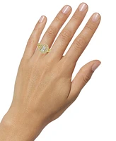 Diamond Emerald Shaped Double Halo Cluster Ring (1 ct. t.w.) in 14k Two-Tone Gold