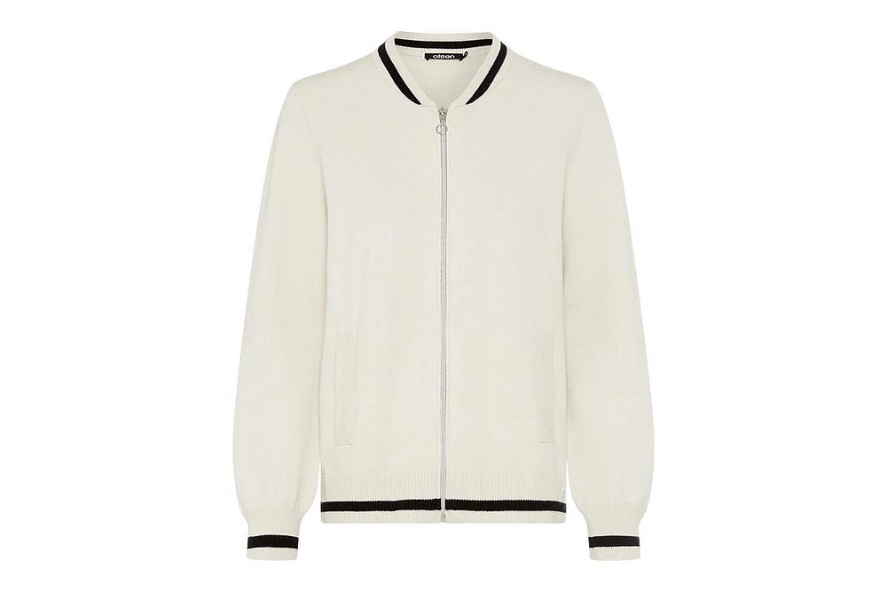 Olsen Women's Sporty Zip Front Sweater Cardigan