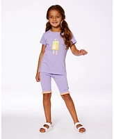 Deux par Deux Toddler Girls Organic Cotton Tee Mauve And Yellow Lollipop - Toddler|Child