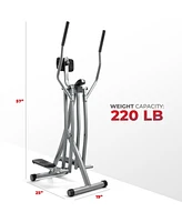 Sunny Health & Fitness Air Walker Lightweight Manual Elliptical, Low-Impact 30-Inch Stride Glider Machine, Free SunnyFit App w/ Bluetooth