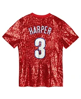 Outerstuff Big Girls Bryce Harper Red Philadelphia Phillies Name Number Sequin V-Neck Top