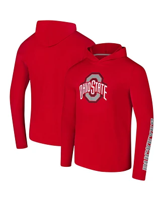 Colosseum Men's Scarlet Ohio State Buckeyes Logo Lockup Active Blend Long Sleeve T-Shirt Hoodie