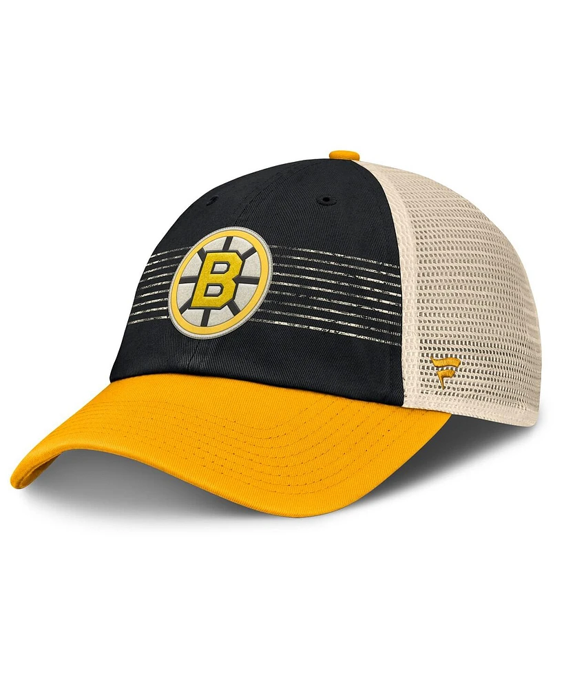 Fanatics Men's Black/Gold Boston Bruins Heritage Breakaway Trucker Adjustable Hat