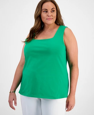 Kasper Plus Size Square-Neck Tank Top