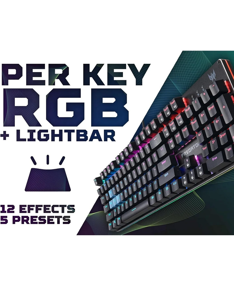 acer Predator Aethon 303 Wired Gaming Keyboard-Kailh Blue Mechanical Switches|Rgb Illuminated Keyboard|12 Backlight Effects|5 Pre-Set Gaming Modes & 3