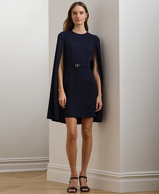 Lauren Ralph Lauren Women's Belted Cape Georgette Cocktail Dress