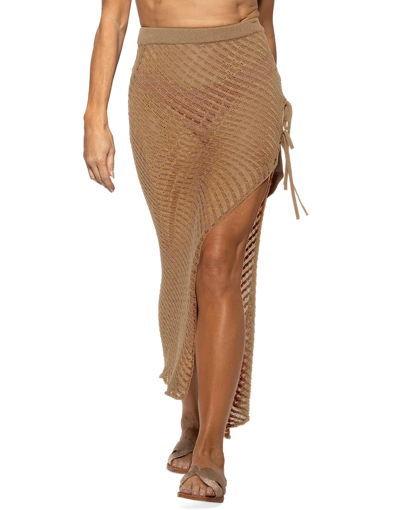 Dotti Women's Crochet Side-Tie Cover-Up Maxi Skirt