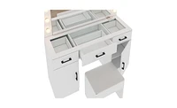 Vanity Desk Set with Large Lighted Mirror and Power Outlet for Convenient Makeup and Grooming