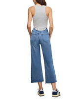 Good American Women's Soft-Tech Good Waist Palazzo Cropped Jeans