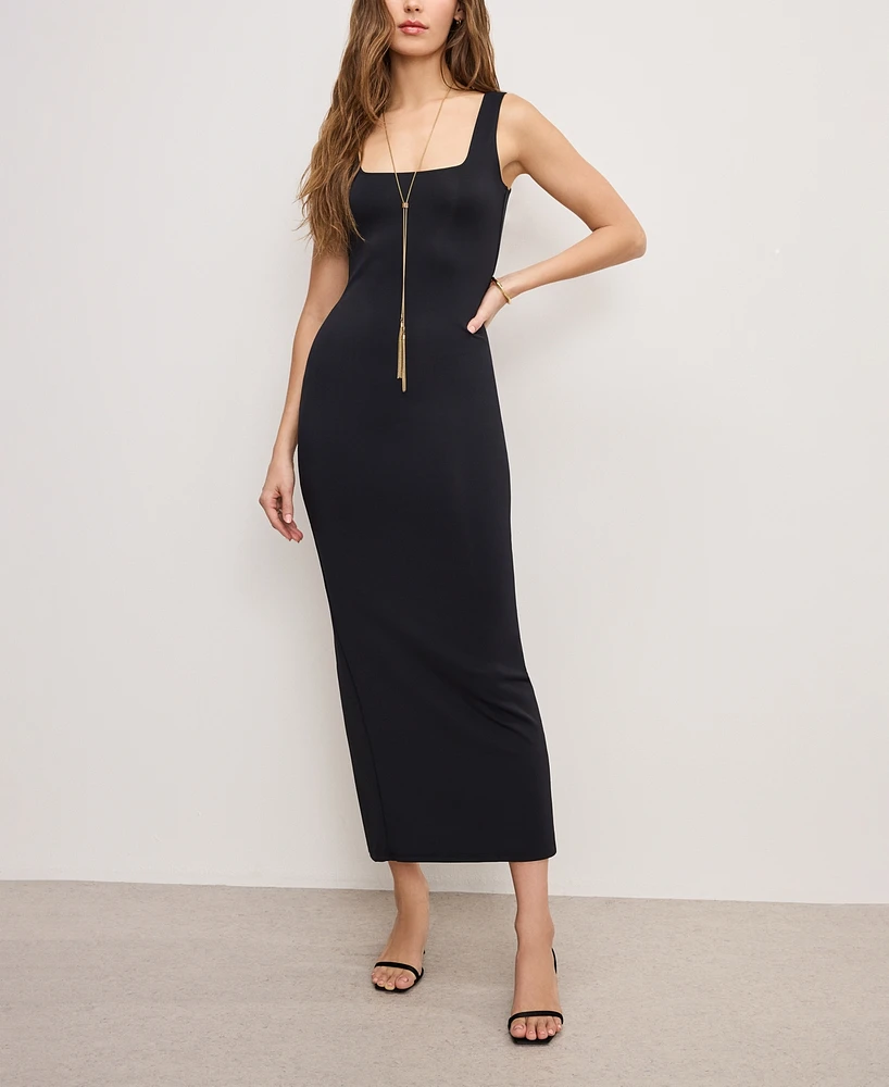Good American Women's Square-Neck Scuba Maxi Dress