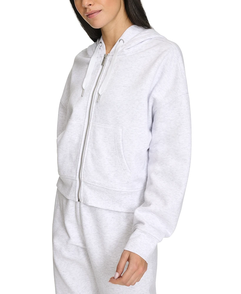 Calvin Klein Women's Fleece Crop Zip-Front Long-Sleeve Hoodie