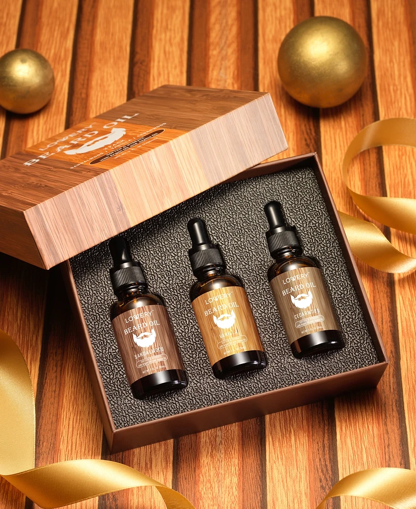 Lovery Men's 3-Pc. Nourishing & Moisturizing Beard Oil Gift Set