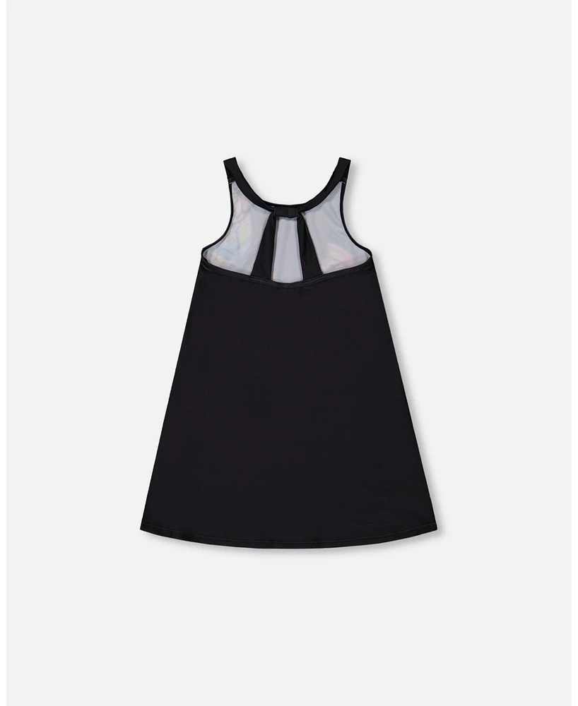 Deux par Girl Printed Beach Dress Black And Multicolored Butterflies - Toddler|Child