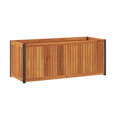 Garden Planter 43.3"x17.7"x17.3" Solid Wood Acacia and Steel