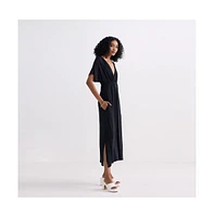 Reistor Women's Flowy A-Line Maxi Dress with Side Slits