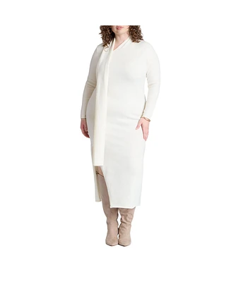 Eloquii Women's Scarf Sweater Dress