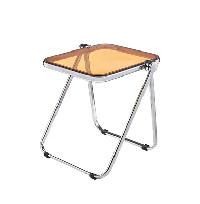 Rectangular Folding Side Table in Chrome Finish with Plastic Tabletop