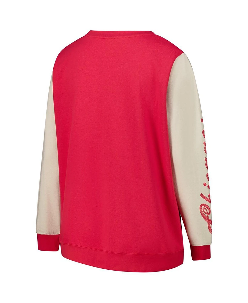 '47 Brand Women's Red Chicago Bulls Plus Oversized Rise Andie Pullover Sweatshirt