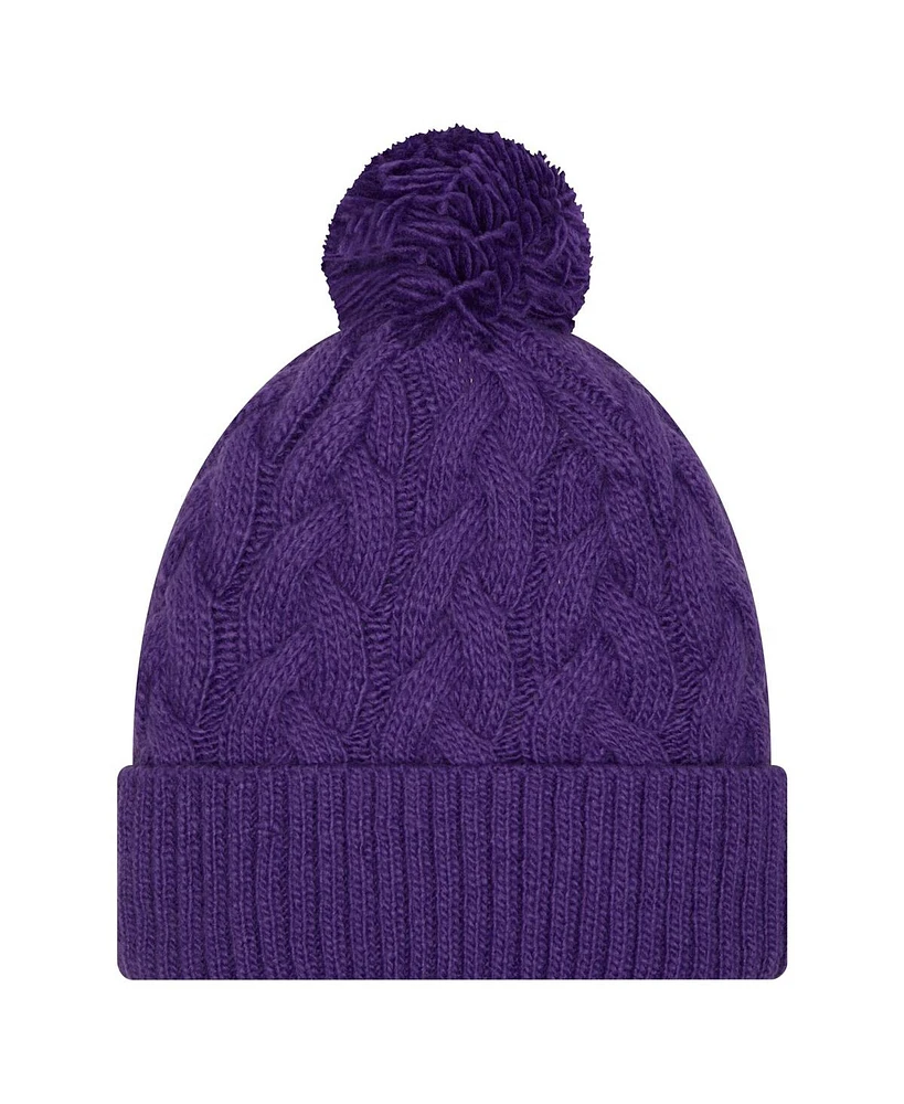 New Era Big Girls Purple Minnesota Vikings Cabled Cuffed with Pom Knit Hat