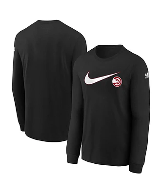 Nike Big Boys and Girls Black Atlanta Hawks Swoosh Long Sleeve T-Shirt