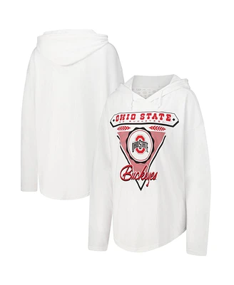 Pressbox Women's White Ohio State Buckeyes San Bruno Hoodie Long Sleeve T-Shirt
