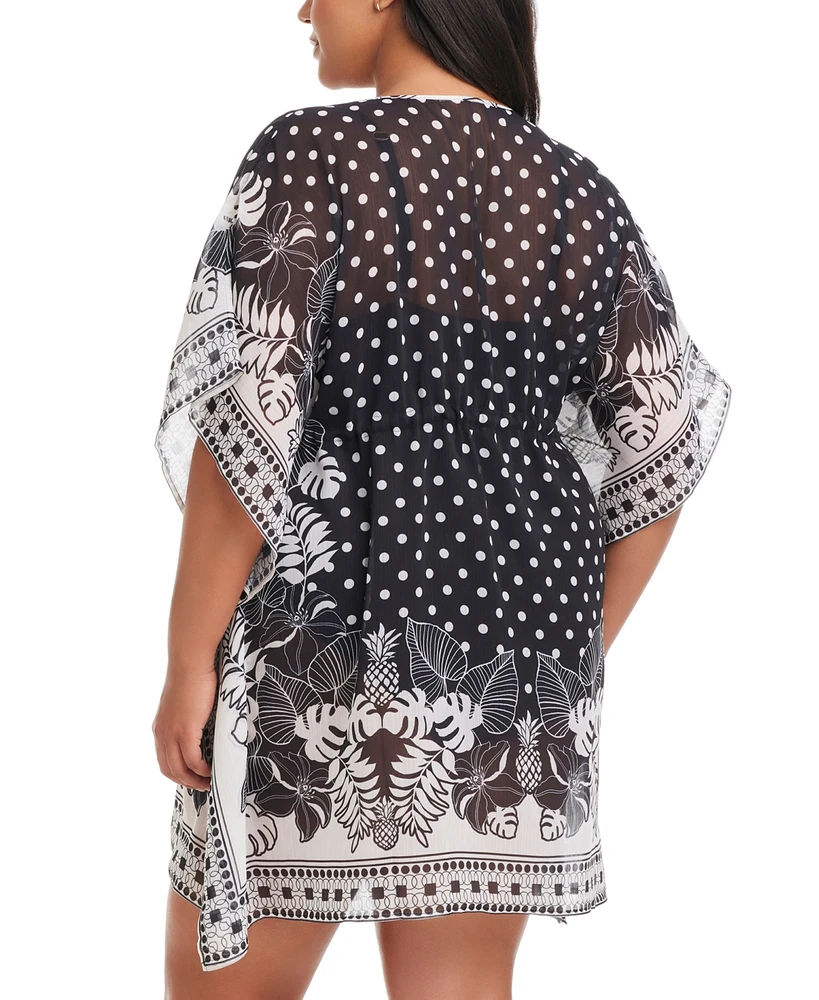 Bleu by Rod Beattie Plus Printed Double Trouble Caftan Cover-Up