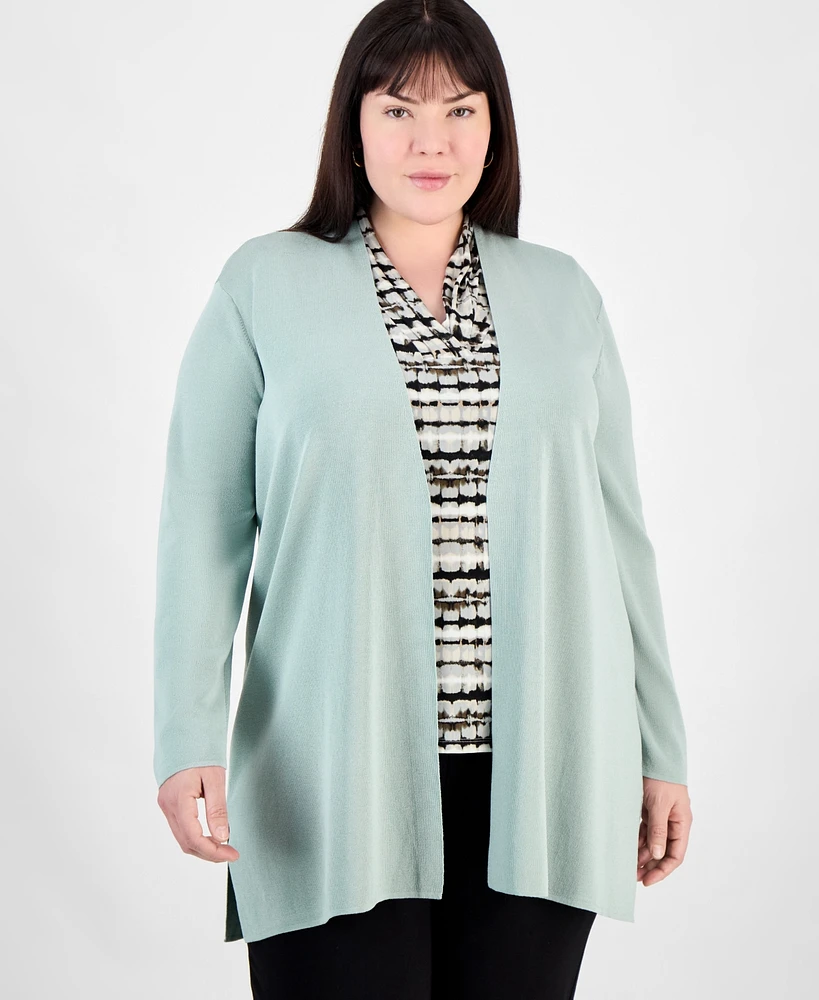 Anne Klein Plus Napa Open-Front Cardigan