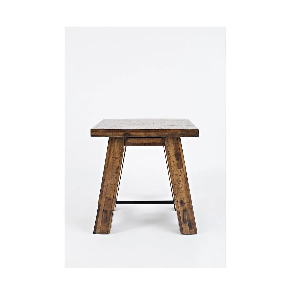 Cannon Valley Rustic Distressed Industrial Trestle End Table