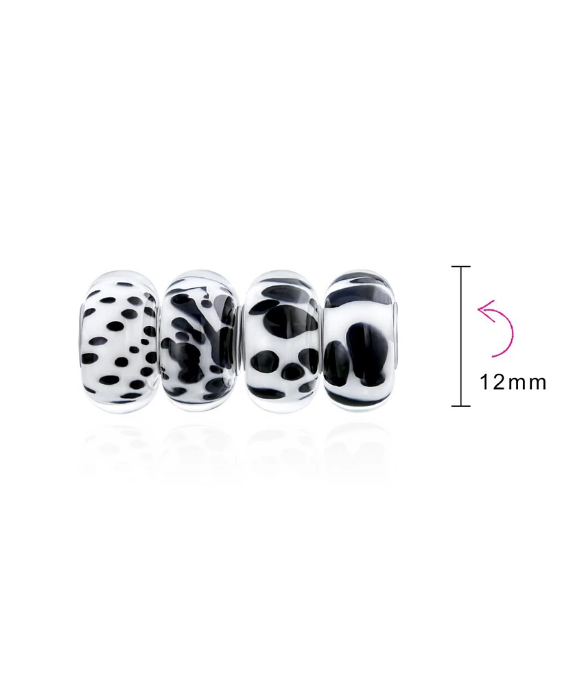 Bling Jewelry Mixed Set of 4 Sterling Silver Core Murano Glass Charm Beads Bracelets